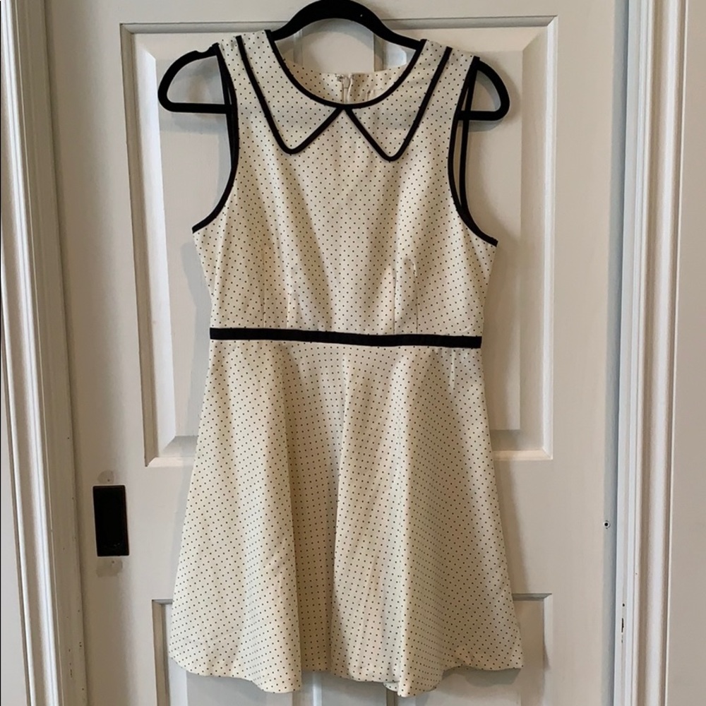 Cream Dress with Black Polka Dot Pattern